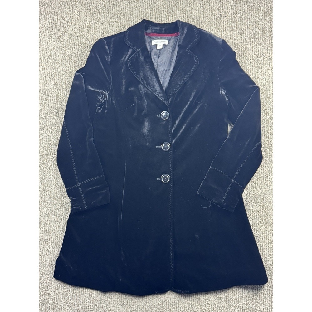 Coldwater Creek Womens 12 Long Velour Blazer Jacket Velvet Whimsigoth Witchy